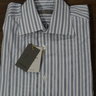 SOLD! NWT Canali Modern Fit White/Lt Blue/Dk Blue Stripe Shirt Size 15