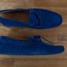 TOD'S saxon blue Gommino suede driving loafers - Size 10.5 US / 9.5 UK / 43.5 EU - New in Box