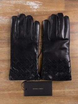 BOTTEGA VENETA black cashmere-lined intrecciato leather gloves - Size 8.5 / Small - NWT