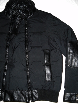 MARLBORO black asymmetric down jacket coat XL
