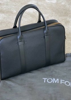 TOM FORD BUCKLEY BLACK LEATHER BRIEFCASE FULL SIZED WITH STRAP