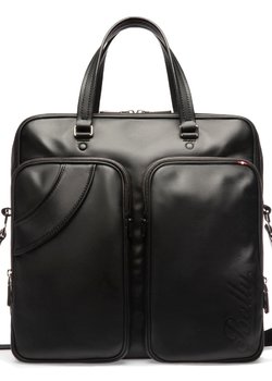 BALLY Selton Black Leather Briefcase Business Tote Bag 15" Laptop Carryall
