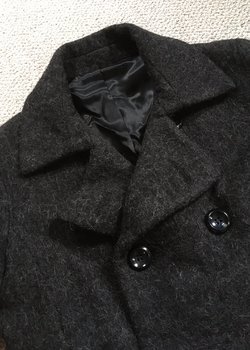 Frank Leder 'Archiv' Edition Great Coat in Charcoal Fuzzy Wool