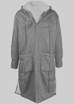 SOLD❗️Greg Lauren Sherpa-Lined Washed Satin Long Hooded Parka Coat Unisex 1/S-M