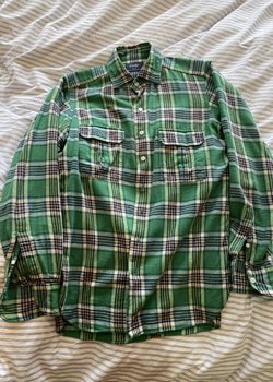 Drake's green check Japanese slub flannel workshirt *SOLD*