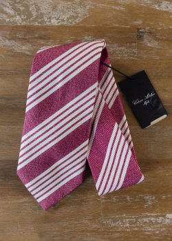 CESARE ATTOLINI Napoli pink striped silk tie authentic - NWT