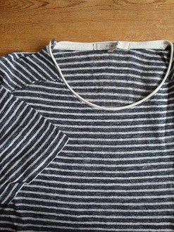 New DIKTAT 100% Linen Striped T-Shirt; S [XS/XXS]