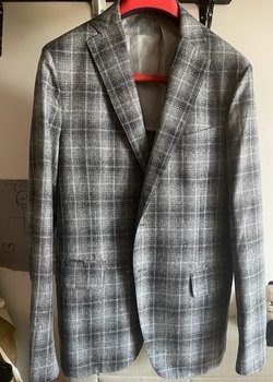 NWT Eidos Plaid Deven Gray Blazer Jacket  US 42 R Made In Italy 52 R $1565