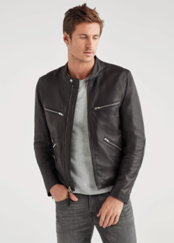 NWT 7 for all Mankind Black Leather Jacket Size Large