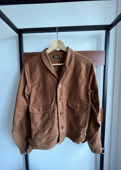 Dapper’s Japanese A1 Style Brown Moleskin Shawl Collar Cossack Jacket Size 36