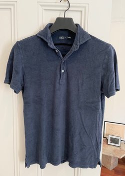 Drake's x Fedeli - navy terry polo shirt - size 46