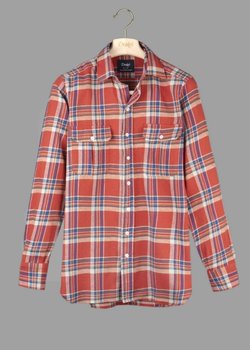Drake's Japanese Slub Flannel Work Shirt - size 15