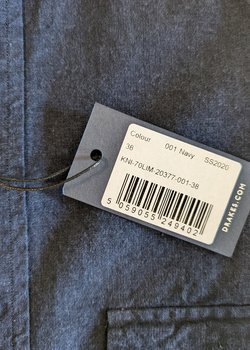Drake's Navy Textured Cotton Work-Shirt - 15/38 - NWT