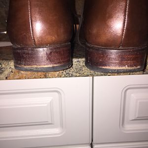 How do I fix the discoloration in the heel of my shoes?