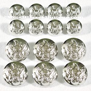 ***VINTAGE SILVER***
AMERICAN CIVIL WAR 
UNION ARMY EAGLE 
14-PIECE DOUBLE  BREASTED
METAL BLAZER BUTTON SET