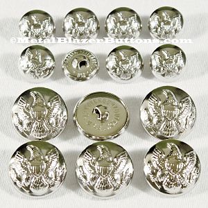 ***POLISHED CHROME***
AMERICAN CIVIL WAR 
UNION ARMY EAGLE 
14-PIECE DOUBLE  BREASTED
METAL BLAZER BUTTON SET