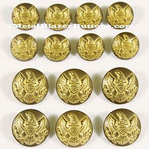 ***VINTAGE GOLD***
AMERICAN CIVIL WAR 
UNION ARMY EAGLE 
14-PIECE DOUBLE  BREASTED
METAL BLAZER BUTTON SET