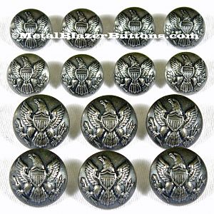 ***VINTAGE SILVER***
AMERICAN CIVIL WAR 
UNION ARMY EAGLE 
14-PIECE DOUBLE  BREASTED
METAL BLAZER BUTTON SET