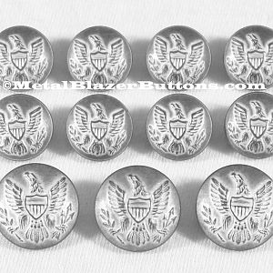 ***FROSTED SILVER***
AMERICAN CIVIL WAR 
UNION ARMY EAGLE 
11-PIECE SINGLE  BREASTED
METAL BLAZER BUTTON SET