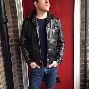 Aero Maxwell in black front quarter horsehide.  Great looking horsehide leather jacket