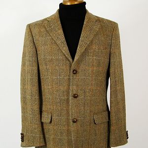 Three button check Harris Tweed jacket.