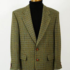 Checked Harris Tweed jacket.