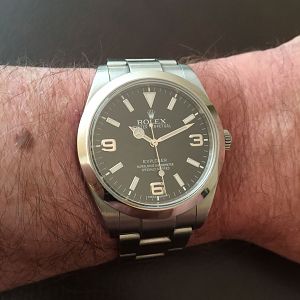 Rolex Explorer 214270. A nice uncomplicated daily wear Rolex at 39mm. It's reliable and understated.