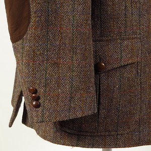 Harris Tweed Jacket With Pleated Flap Patch Pockets