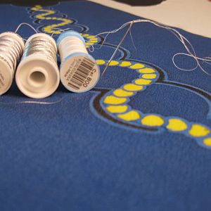 In the making of one of my tie: Start of hand embroidery to add depth and character.