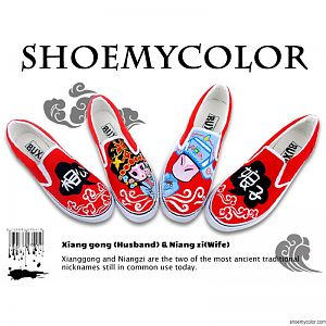 Special Peking Opera Themed Hand Painted Slip-on Shoes