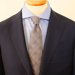Silver w/navy plaid in 7 fold construction.  Reduced from $99.95 to $79.95.
Available at www.henrycarter.com.au