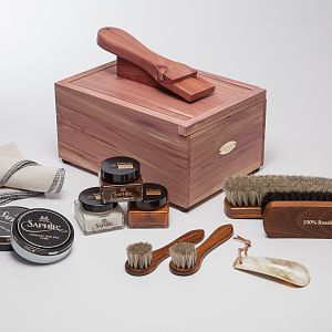 A picture of our Saphir Shoe Shine Starter Kit. $195.