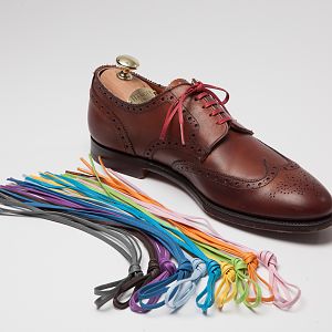 A picture of the full spectrum of colored shoe laces we carry.