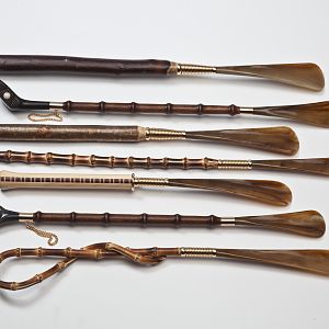 Some of our new shoehorns from Italy. All handmade with exotic wooden shafts.