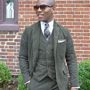 Sabir in 3 piece corduroy suit by www.OnassisClothing.com