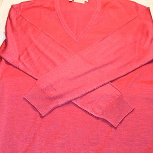 #3 - Salvatore Ferragamo Sweater Size L Magenta V-Neck
60% Wool
30% Silk
10% Cashmere
$175