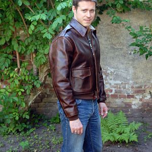 Aero custom Civilian A-2 in Brown Horween C/X Front Quarter Horsehide (FQHH)