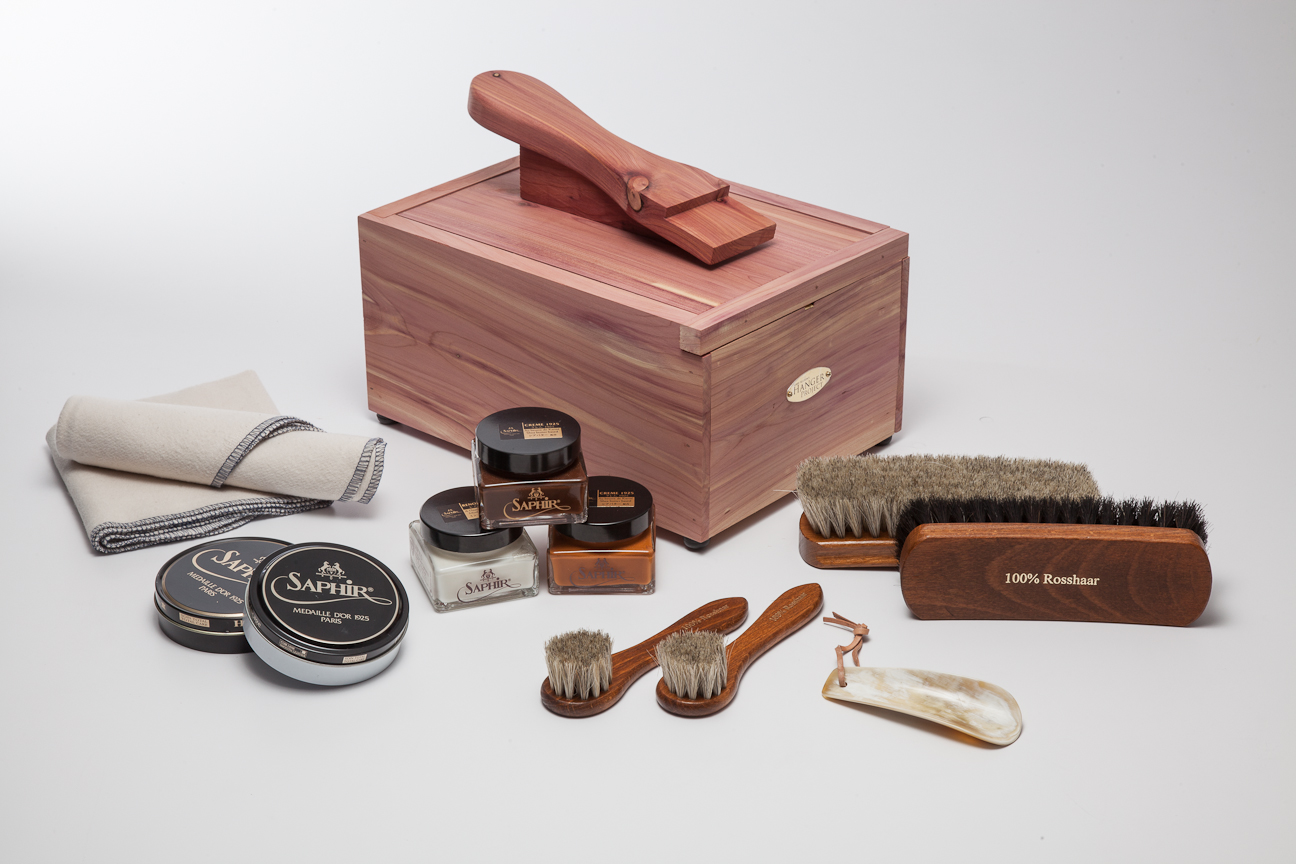 A picture of our Saphir Shoe Shine Starter Kit. $195.