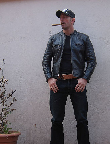 Aero Cafe' Racer in Black Front Quarter Horsehide!  Great looking leather jacket!