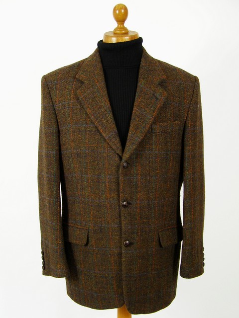 Brown check wool Harris Tweed jacket.