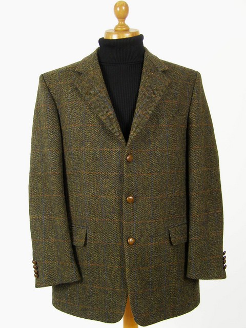 Green check Harris Tweed jacket with elbow patches. | Styleforum
