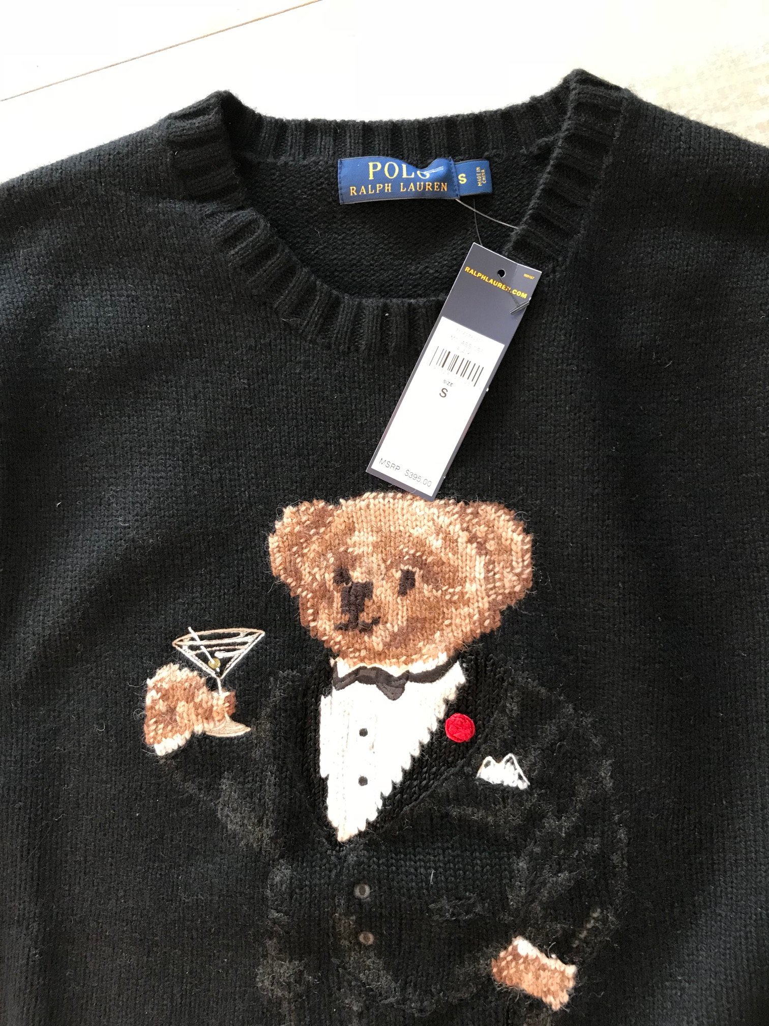 NWT Polo Ralph Lauren Tuxedo Teddy Bear with Martini Cashmere Blend Sweater  XS, S | Styleforum