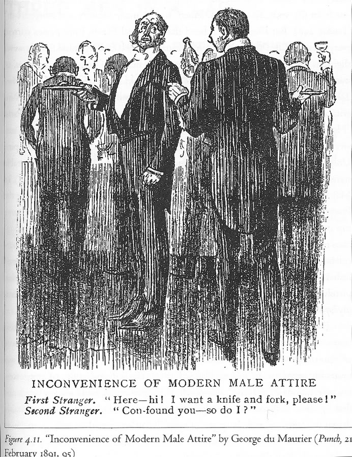 "Inconvenience of Modern Male Attire" by George du Maurier for Punch
via
http://www.cutterandtailor.com/forum/index.php?showtopic=118