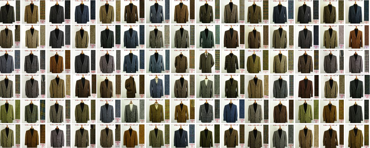 Just a few of the Harris Tweed jackets offered for sale @ Tweedmans Vintage.