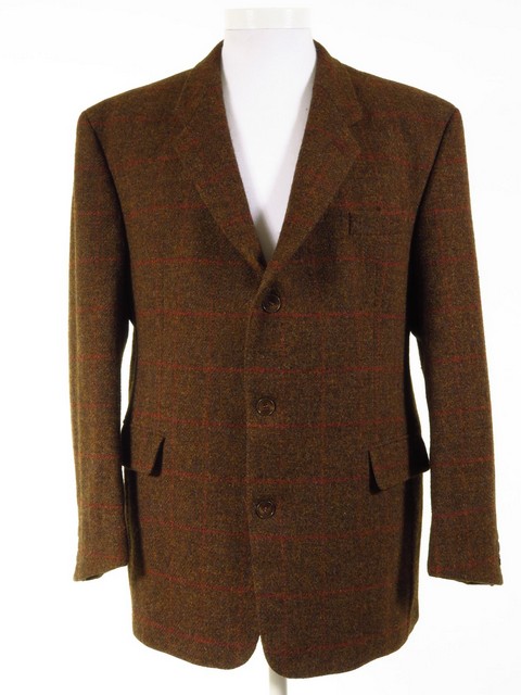 Rust Harris Tweed Jacket With Check Pattern