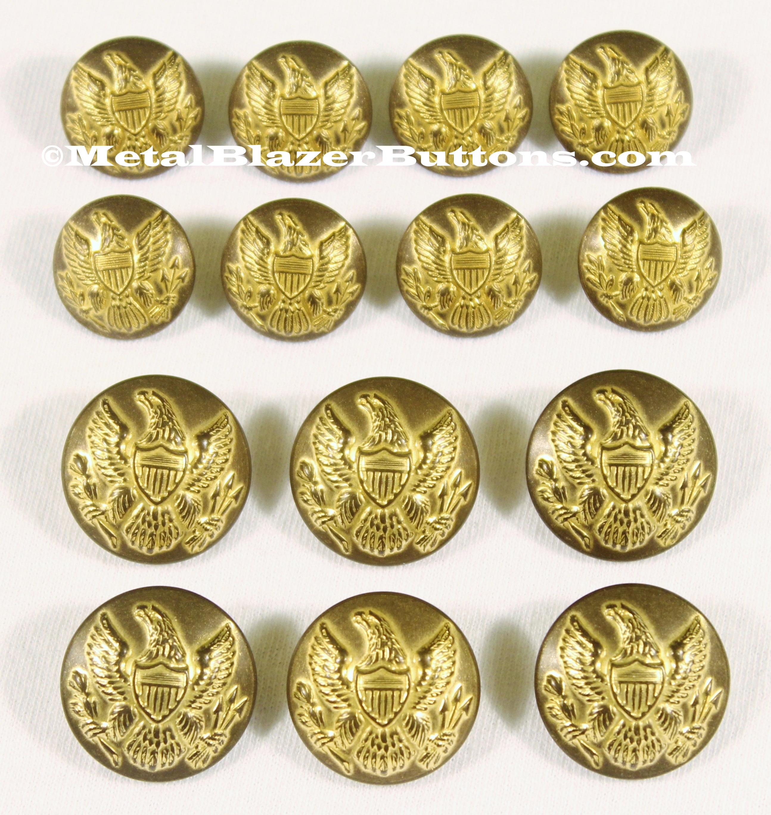 ***VINTAGE GOLD***
AMERICAN CIVIL WAR 
UNION ARMY EAGLE 
14-PIECE DOUBLE  BREASTED
METAL BLAZER BUTTON SET